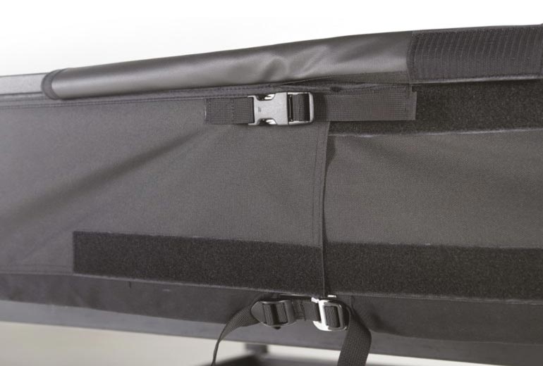 Patented closure. The special mechanism makes it possible to open and remove the cover in a few simple steps without removing it from the tent.